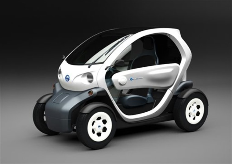 Nissan showed a two-seater electric vehicle resembling a go-cart Monday that isn't ready for sale but spotlights the Japanese automaker's ambitions to be the leader in zero-emission cars. 